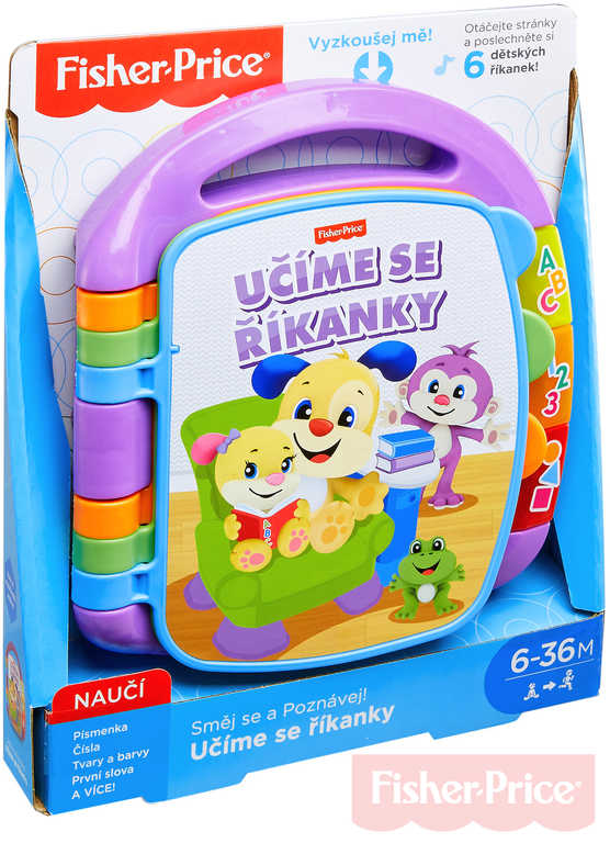 FISHER PRICE Baby knížka hudební učíme se říkanky CZ na baterie Světlo Zvuk