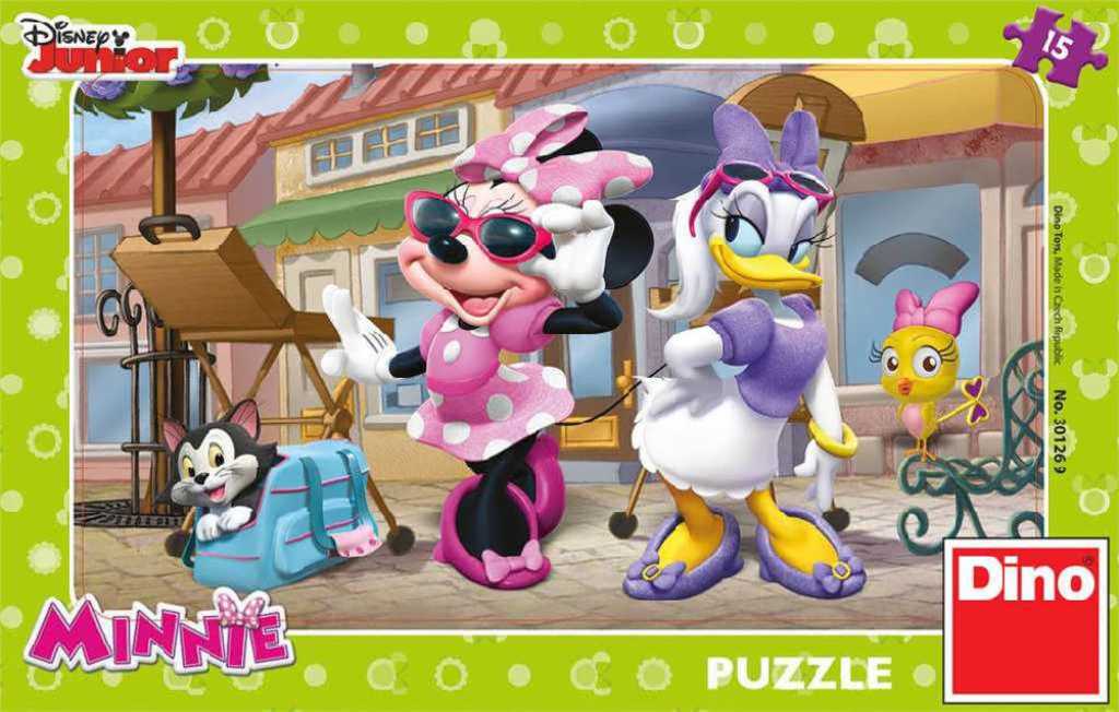 DINO Hra Puzzle Disney Junior Minnie na Montmartru 15 dílků v krabici