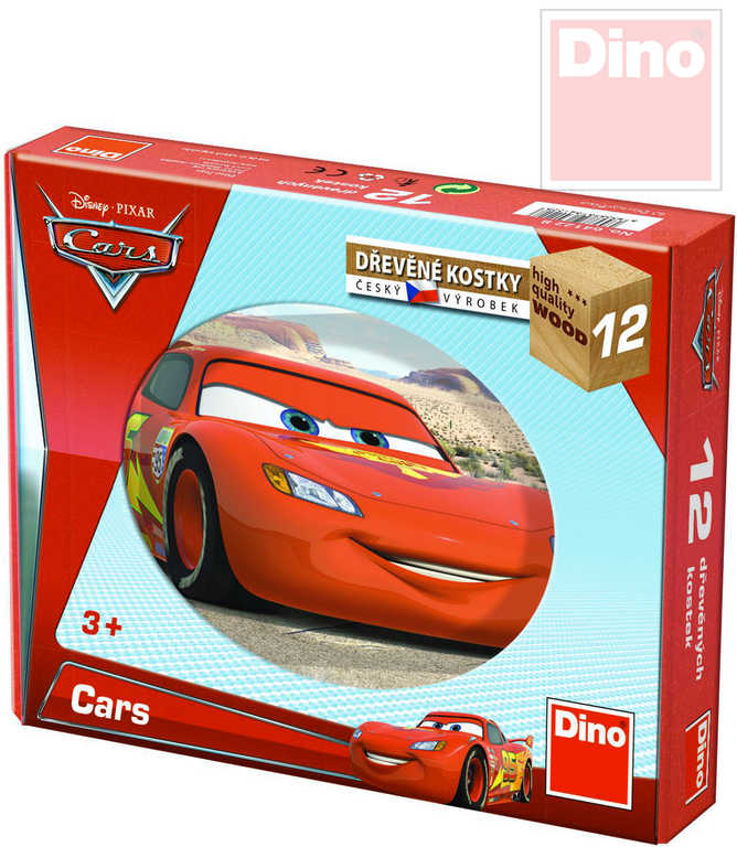 DINO DŘEVO Kostky dětské set 12ks Auta ve světě (Cars)