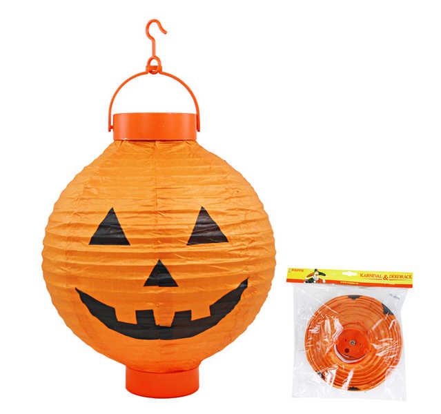 Lampion koule 22cm oranžový Halloween dýně na baterie v sáčku