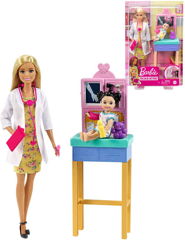 MATTEL BRB Povolání herní set Panenka Barbie doktorka s batoletem a doplňky