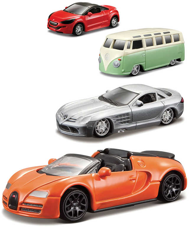 BBURAGO Auto kovové 8cm model 1:64 různé druhy na kartě