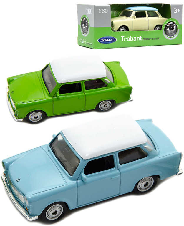 WELLY Auto retro model Trabant 7cm volný chod 1:60 kov 3 barvy