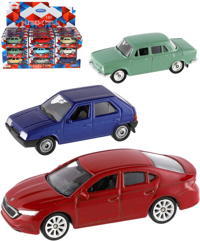 WELLY Auto model Škoda 7cm volný chod 1:60 různé druhy v krabičce