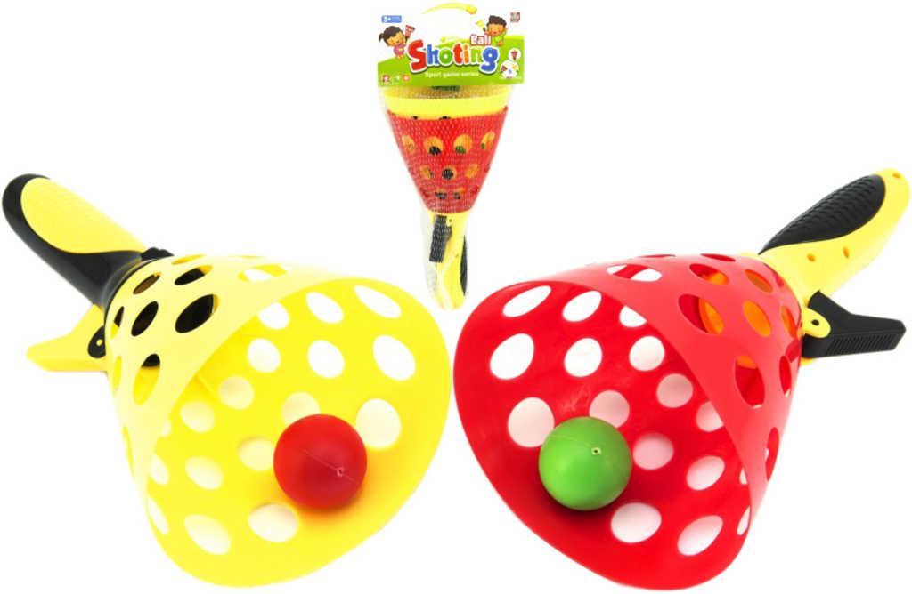 Hra catch ball 25cm set 2 košíky se 3 míčky v sáčku plast