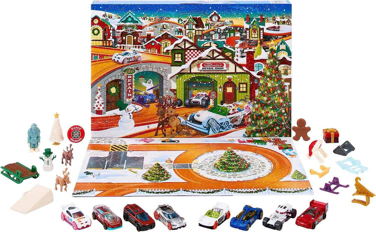 MATTEL HOT WHEELS Adventní kalendář 2023 rozkládací s herní plochou