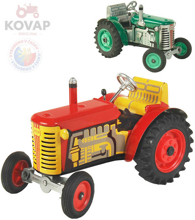 KOVAP Traktor Zetor solo 1:25 kovový na klíček 3 rychlosti s převodovkou