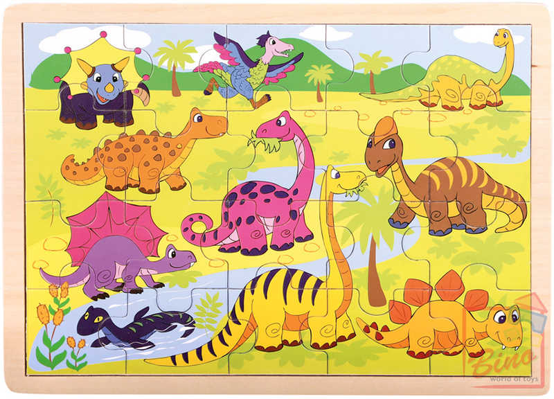 BINO DŘEVO Puzzle Dinosauři * DŘEVĚNÉ HRAČKY *