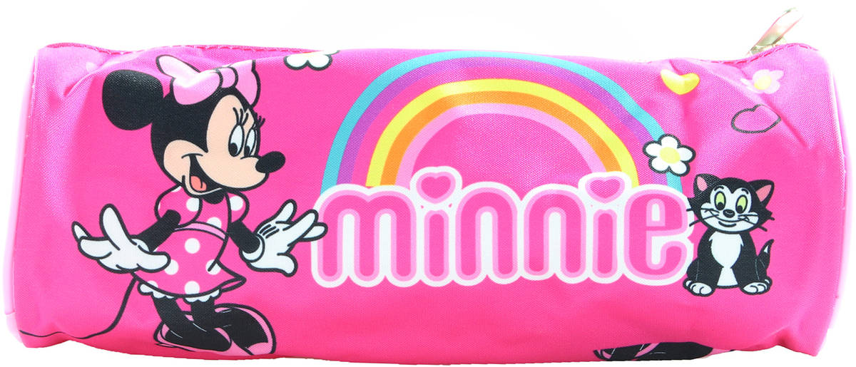 Penál kulatý Disney Minnie Mouse dětské růžové školní pouzdro na zip