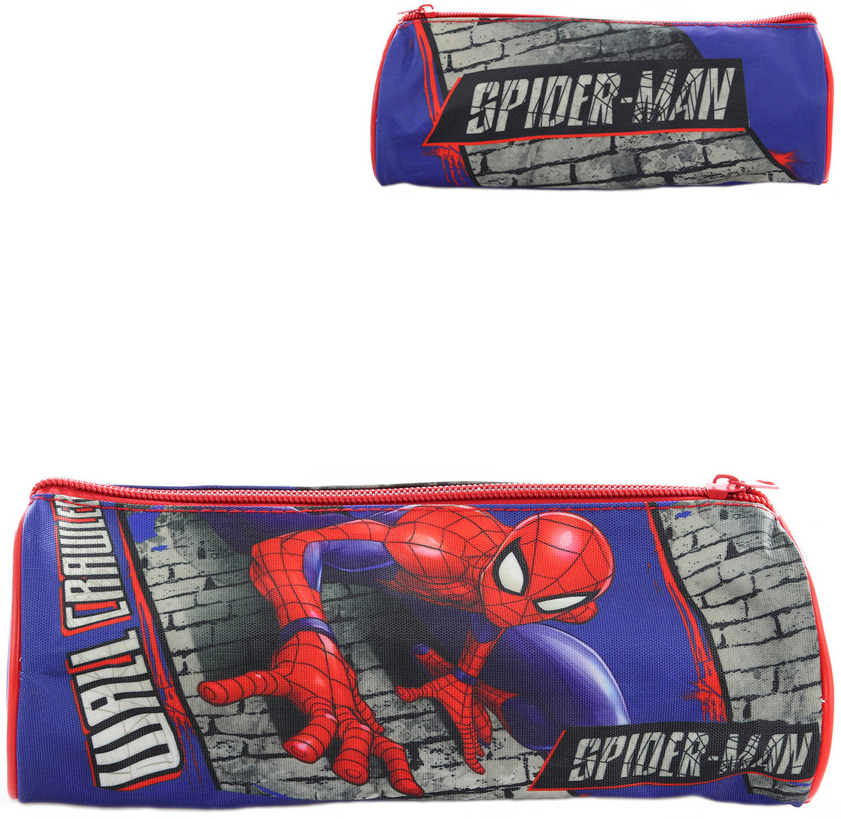 Penál kulatý Spiderman dětské modré školní pouzdro na zip