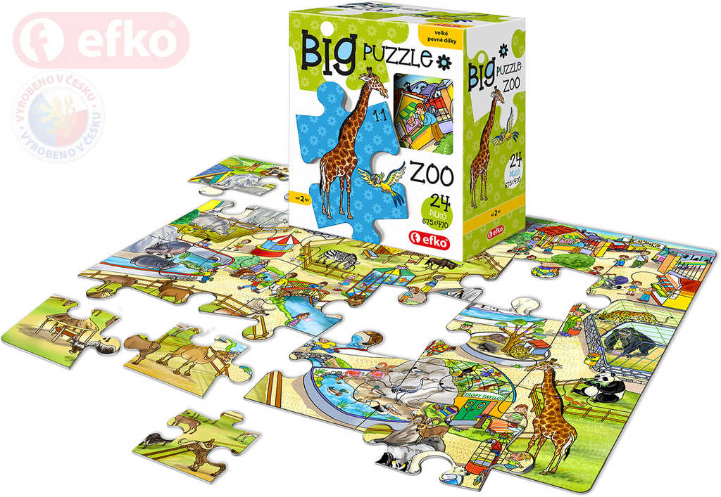 EFKO Baby Puzzle BIG V ZOO velké dílky skládačka set 24 dílků 68x47cm v krabici