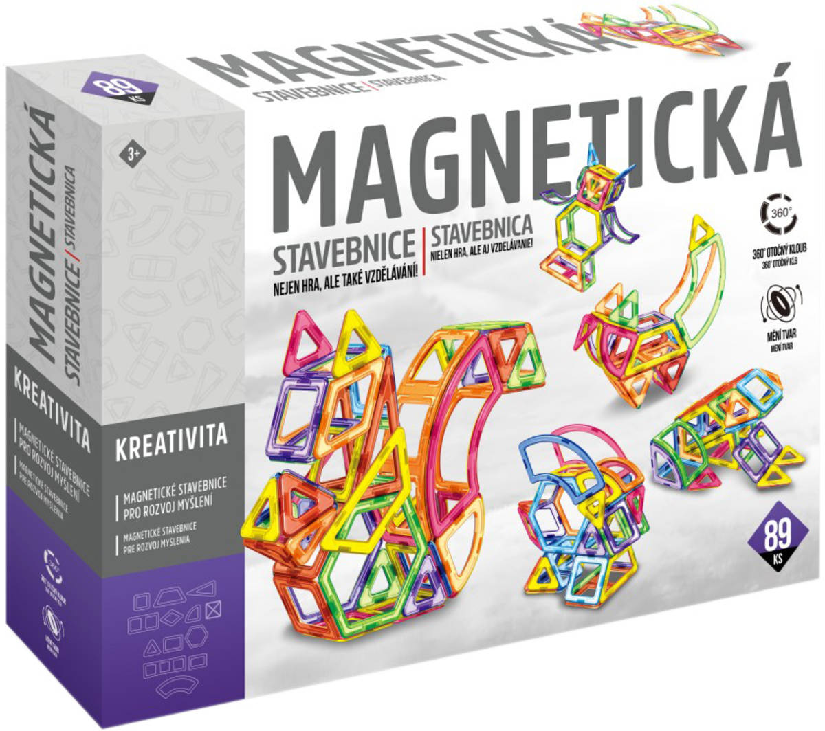 Stavebnice magnetická 89 dílků skládačka v krabici