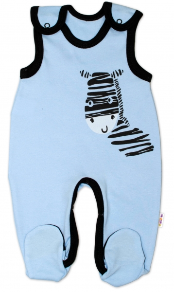 Kojenecké bavlněné dupačky Baby Nellys, Zebra - modré Velikost koj. oblečení: 74 (6-9m)