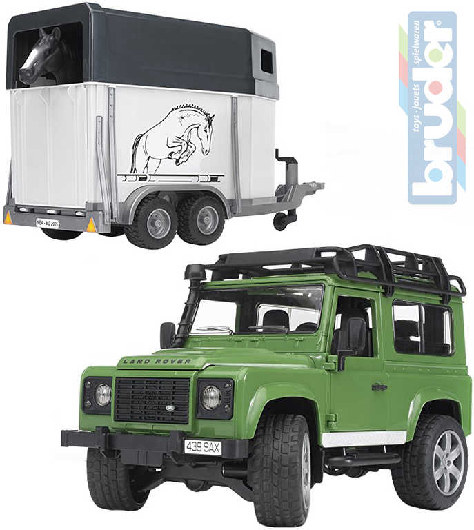 BRUDER 02592 (2592) Auto Land Rover přepravní s koněm