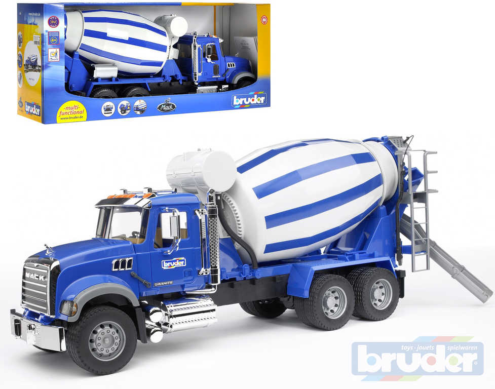 BRUDER 02814 (2814) Nákladní auto Mack Granite - domíchávač betonu modrý