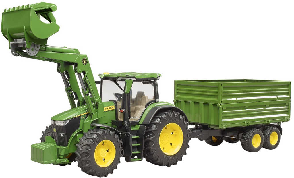 BRUDER 03155 Traktor John Deere 7R 350 set s čelním nakladačem a přívěsem