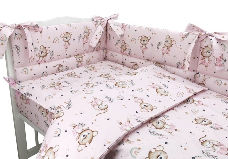 Mantinel s povlečením, 3D, bavlna, Little Balerina - růžová, 120x90 cm Velikost povlečení: 120x90