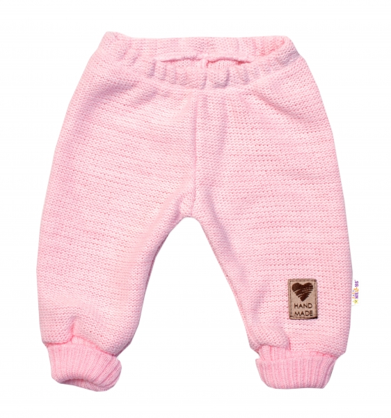 Pletené kojenecké kalhoty Hand Made Baby Nellys, růžové Velikost koj. oblečení: 68-74 (6-9m)