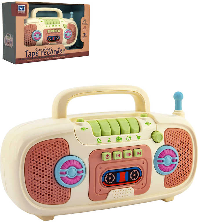 Radio (kazeťák) dětský retro radiomagnetofon s písničkami na baterie Světlo Zvuk