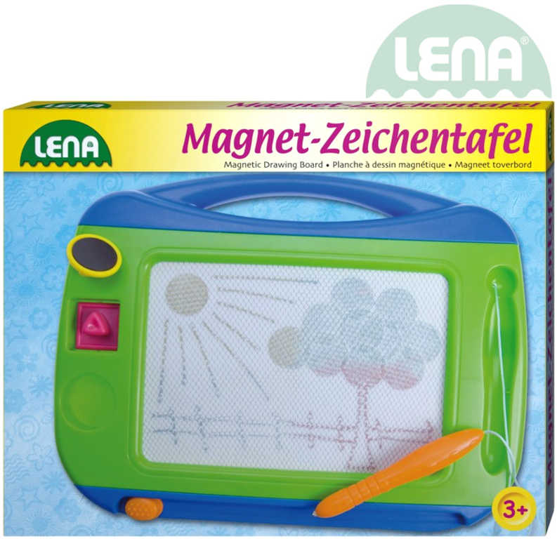 LENA Tabulka magnetická barevná 32x25x3cm set s tužkou a 2 razítky