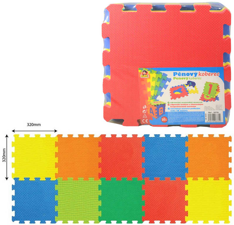 Měkké bloky barevné B 10ks pěnový koberec baby puzzle podložka na zem