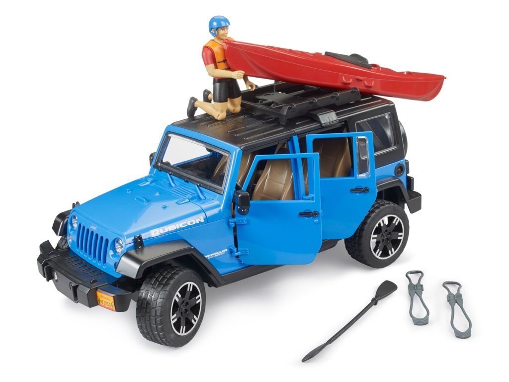 Bruder Jeep Wrangler Rubicon s kajakem a figurkou 1:16