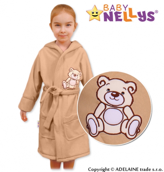 Baby Nellys Dětský župan - Medvídek Teddy Bear - béžový/kávový Velikost koj. oblečení: 86 (12-18m)