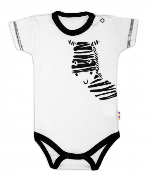 Body krátký rukáv Baby Nellys, Zebra - bílé Velikost koj. oblečení: 62 (2-3m)