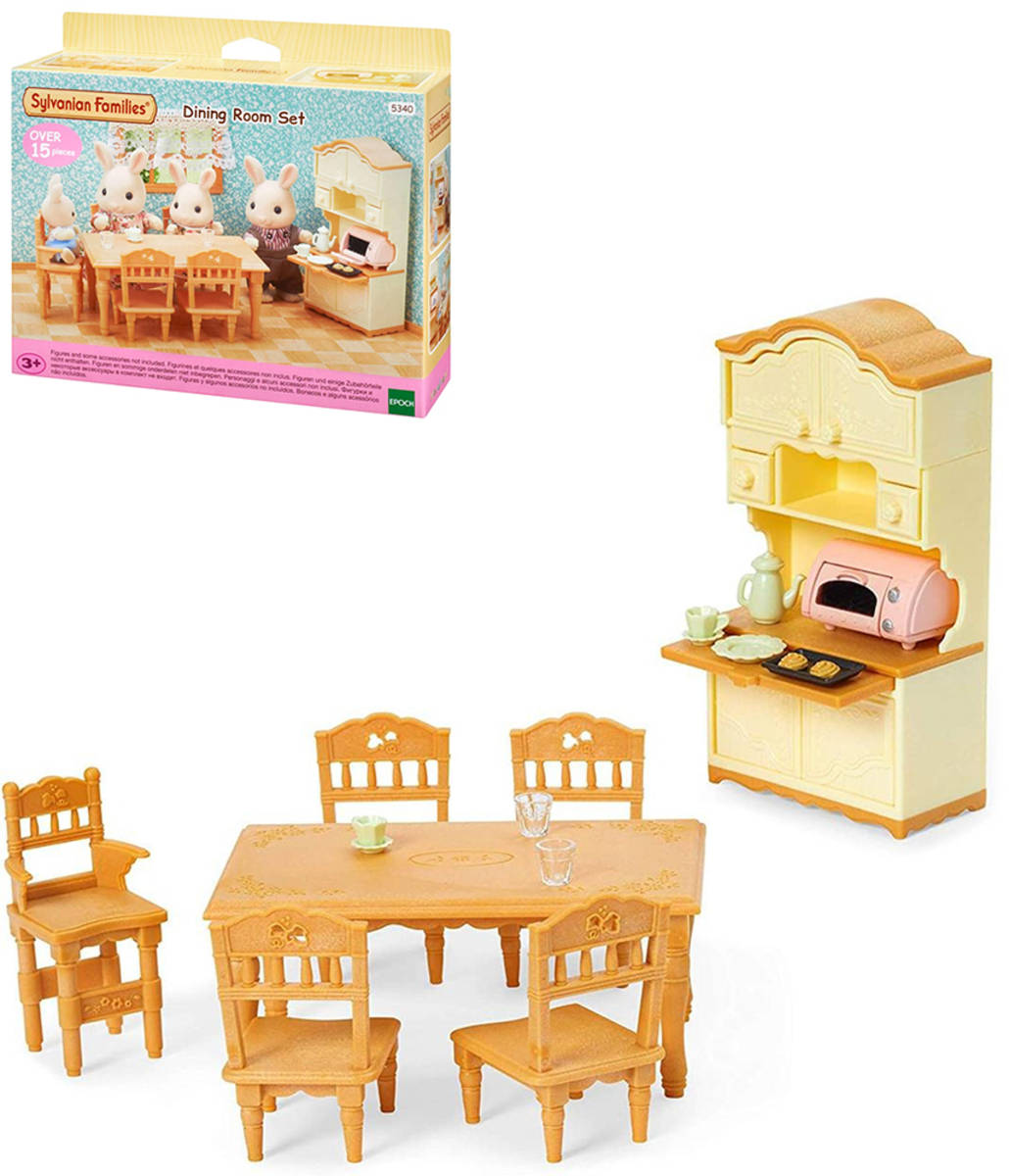 Sylvanian Families jídelna stůl s židlemi a kredencí nábytek doplněk k herním sadám