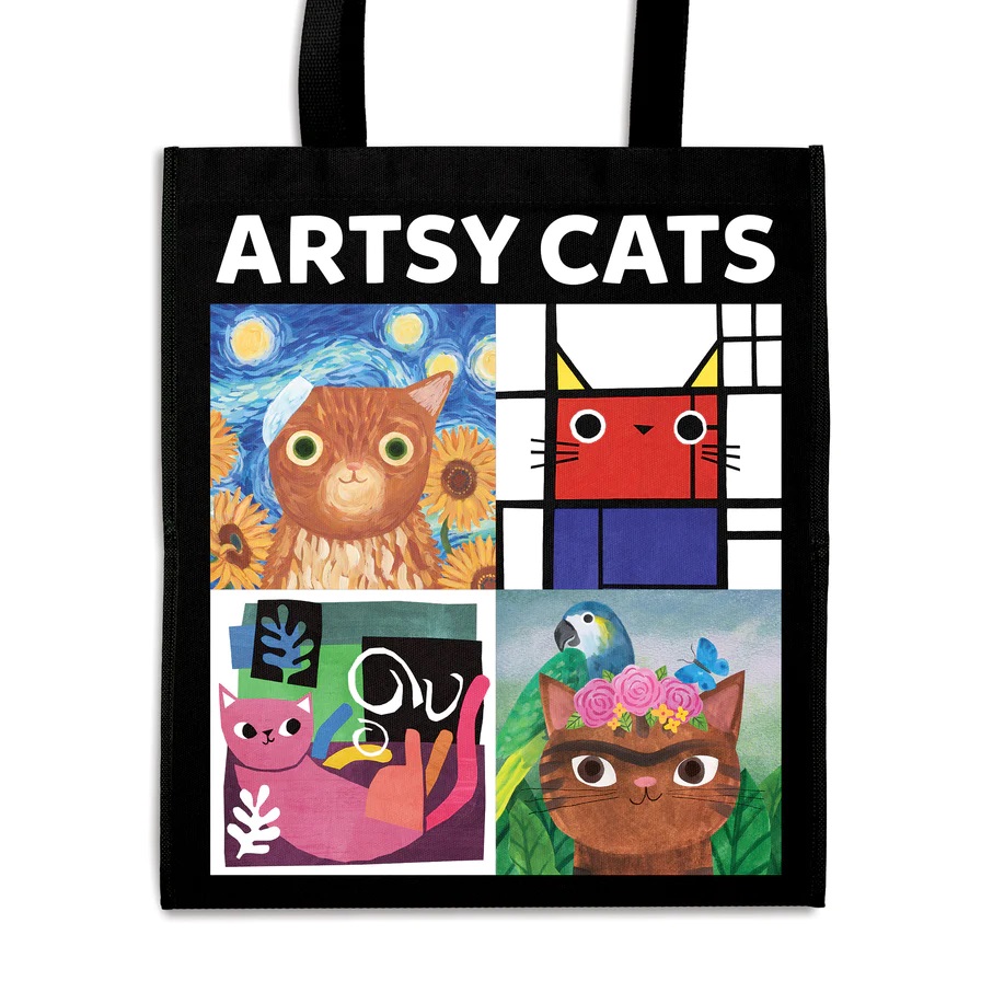 Mudpuppy Umělecké kočky znovupoužitelná nákupní taška