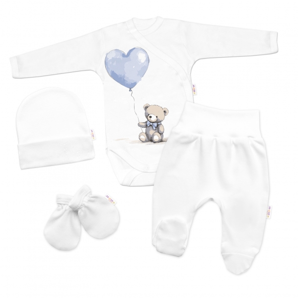 Sada do porodnice pro miminko 4D Teddy Love - bílá/modrá Velikost koj. oblečení: 56 (1-2m)
