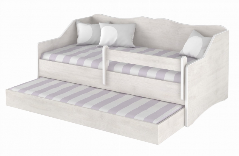 Dětská postel s výsuvnou přistýlkou 160 x 80 cm - bílá surf, Rozměry: 160x80