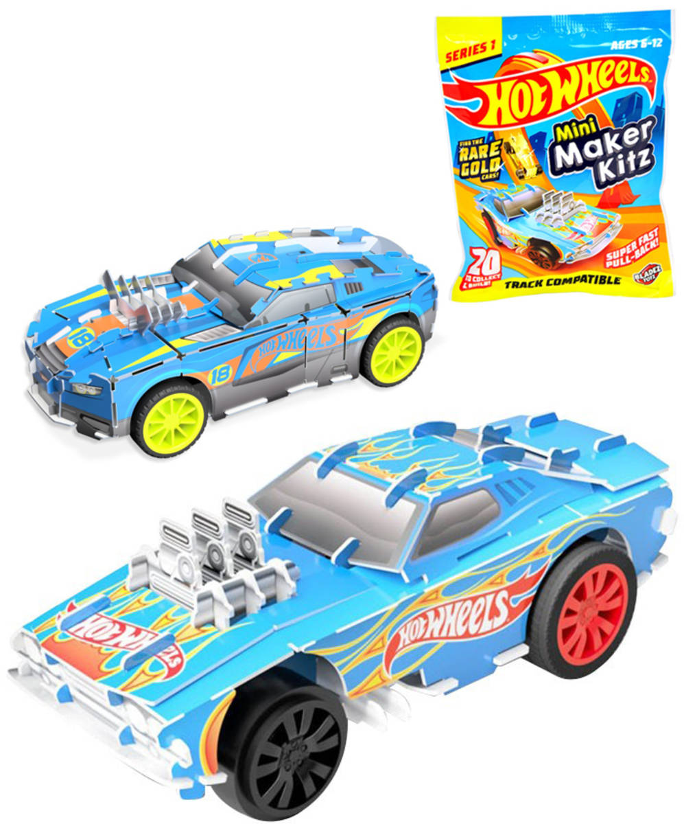 MATTEL HOT WHEELS Stavebnice mini autíčko zpětný chod s překvapením