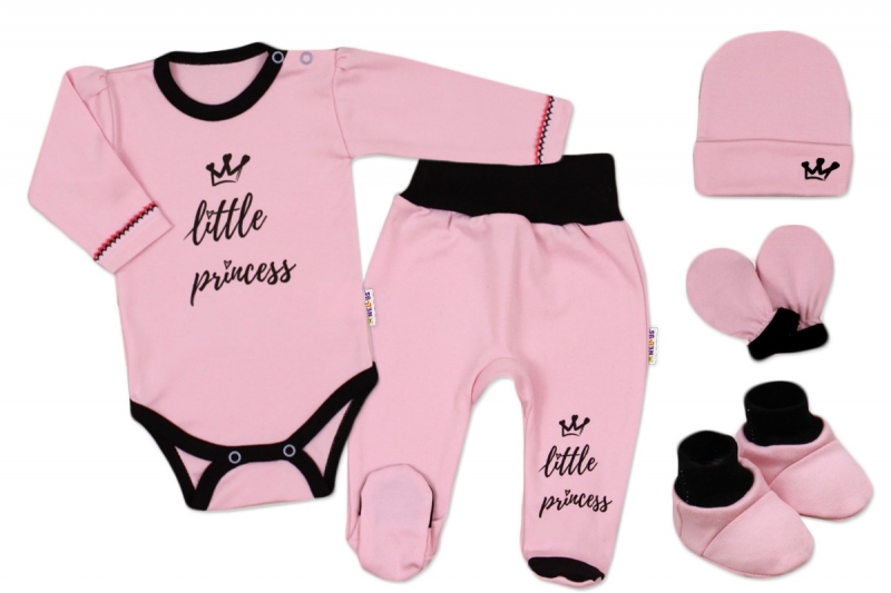 5-ti dílná soupravička do porodnice Little Princess - růžová Velikost koj. oblečení: 56 (1-2m)