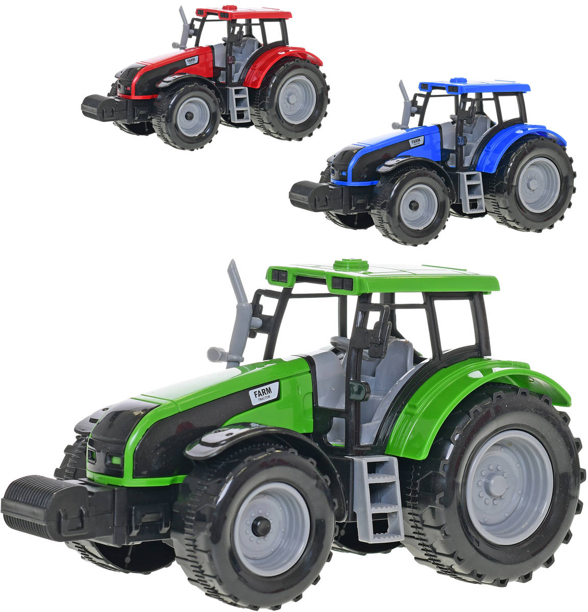 Traktor plastový 20cm zemědělský stroj na setrvačník 3 barvy