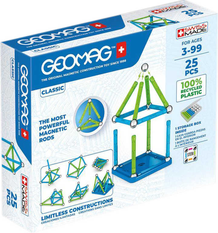 GEOMAG Classic modrá 25 dílků Eko magnetická STAVEBNICE