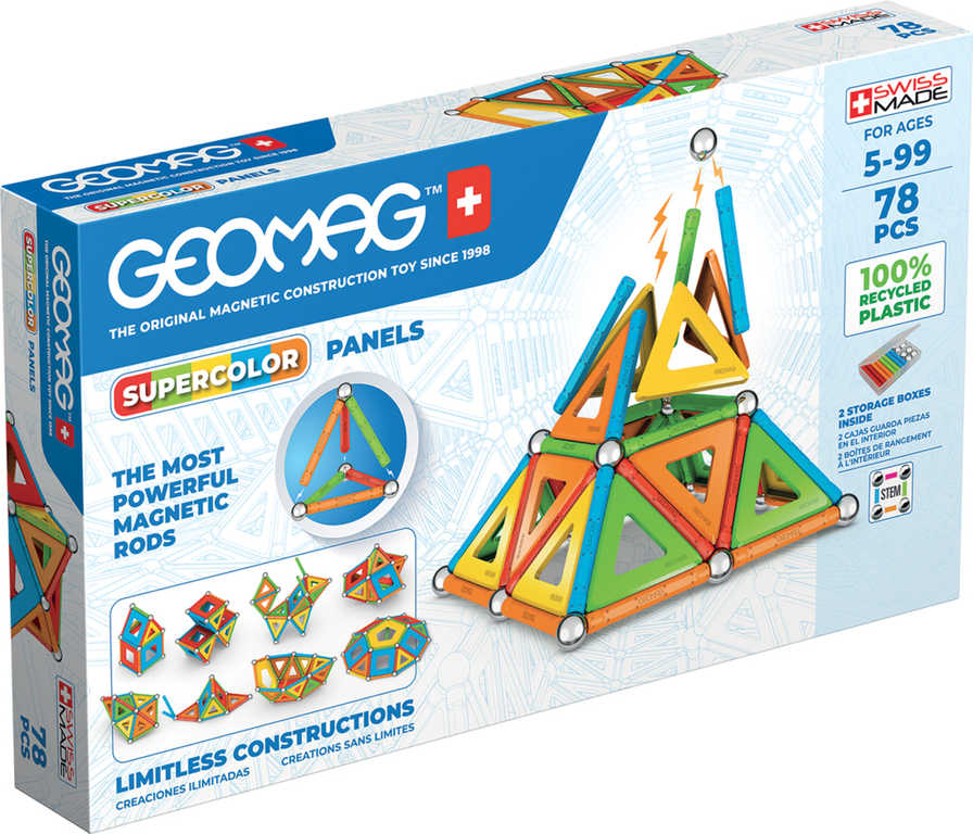 GEOMAG Supercolor Panels 78 dílků Eko magnetická STAVEBNICE