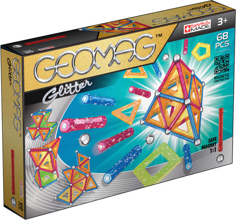 GEOMAG Glitter 68 dílků třpytivá magnetická STAVEBNICE