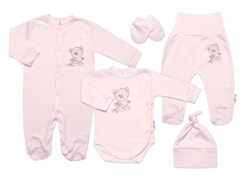 Soupravička do porodnice pro miminko, 5D, Little Teddy,růžová Velikost koj. oblečení: 56 (1-2m)