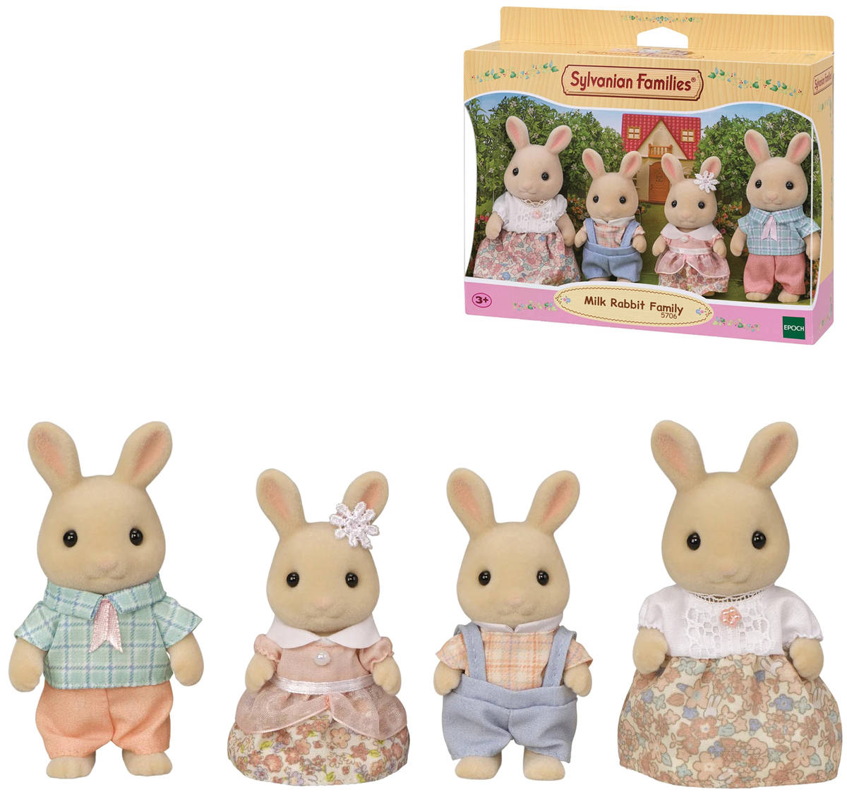 Sylvanian Families rodina mléčných králíků set 4 figurky v krabici