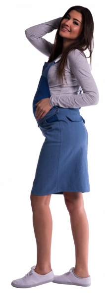Be MaaMaa Těhotenské šaty/sukně s láclem - modré Velikosti těh. moda: S (36)