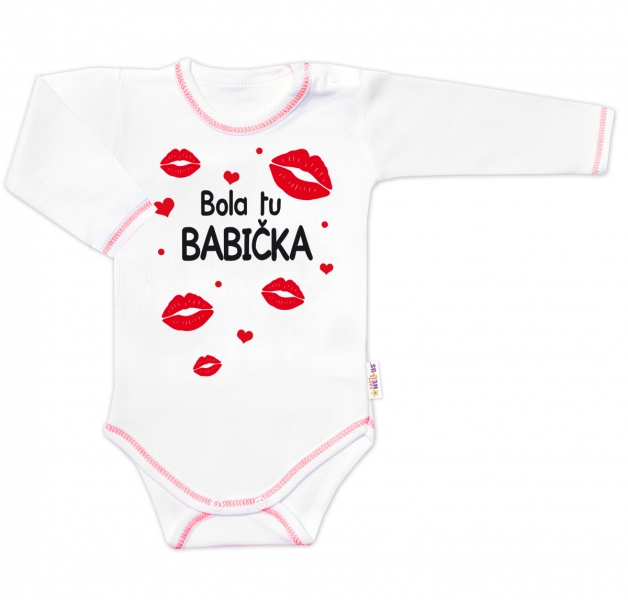 Body dlouhý rukáv s vtipným textem Baby Nellys, Bola tu BABIČKA Velikost koj. oblečení: 74 (6-9m)