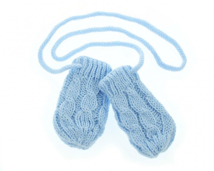 Zimní pletené kojenecké rukavičky se vzorem - sv. modré, Baby Nellys Velikost koj. oblečení: 56-68 (0-6 m)