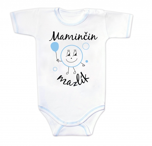 Body krátký rukáv s vtipným textem Baby Nellys, Maminčin mazlík Velikost koj. oblečení: 62 (2-3m)