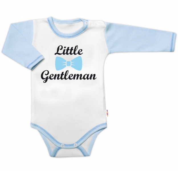 Body dl. rukáv s vtip. textem Baby Nellys, Little Gentleman, kluk Velikost koj. oblečení: 80 (9-12m)