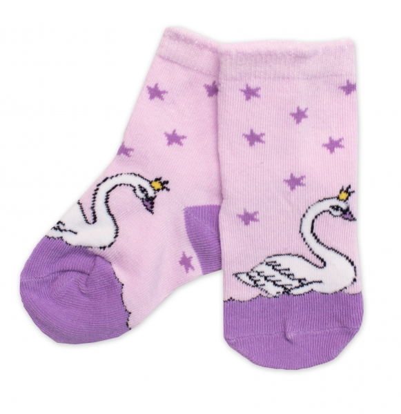 Dětské bavlněné ponožky Labuť - lila Velikost koj. oblečení: 15-18