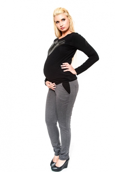 Těhotenské kalhoty Be MaaMaa - NINA šedá Velikosti těh. moda: XS (32-34)