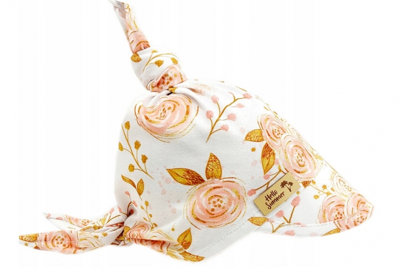Dětský bavlněný šátek s kšiltem na zavazování, Premium Baby Nellys, růže Velikost koj. oblečení: 92-98 (18-36m)
