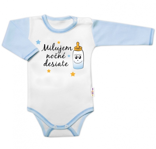 Body dl. rukáv s vtip. textem Baby Nellys, Milujem nočné desiate, kluk Velikost koj. oblečení: 56 (1-2m)