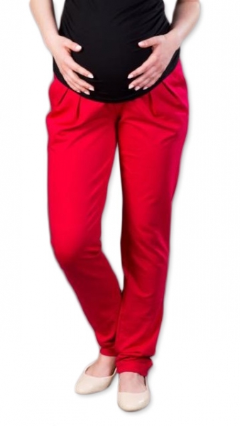 Těhotenské kalhoty/tepláky Gregx, Awan s kapsami - červené, XS Velikosti těh. moda: XS (32-34)